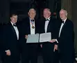 Left to right: Mr. Jim Shields, President and CEO, Charles Stark Draper Laboratory Inc.; Dr. Rudolf Kalman, 2008 winner; Dr. Craig R. Barrett, NAE Council Chair; and Dr. Charles Vest, NAE President