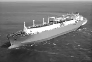 Typical LNG ship with membrane tanks